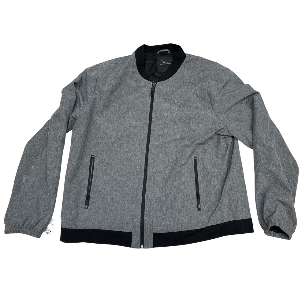 Marc Anthony Mens 2XL Gray Heathered Full Zip Bomber Jacket Mesh Lined